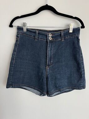 Angry Rabbit Dark Wash High Waisted Stretch Denim Shorts size 29